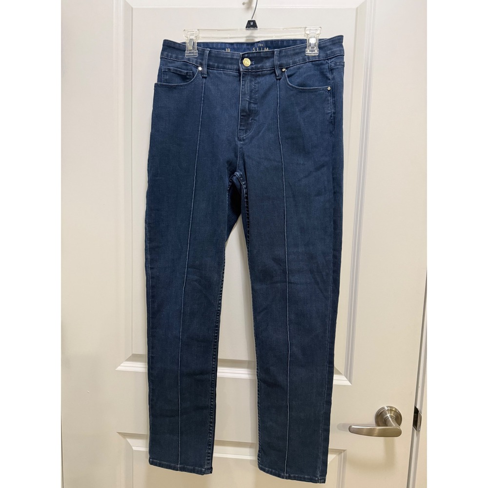 White House Black Market The Slim Ankle Jeans Dark Wash Front Seam High Rise 10